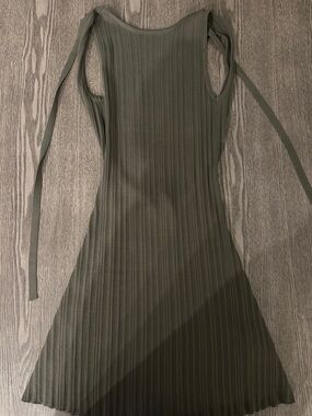 Green Ribbed Mini Dress